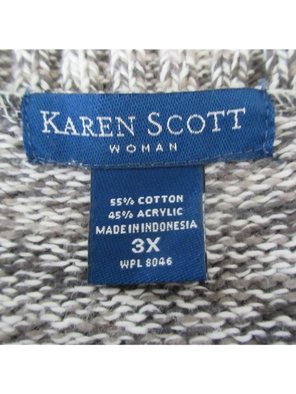 Karen Scott Womens 3X Marled Grey Henley Pullover Sweater V-Neck Cotton Blend - Picture 6 of 7